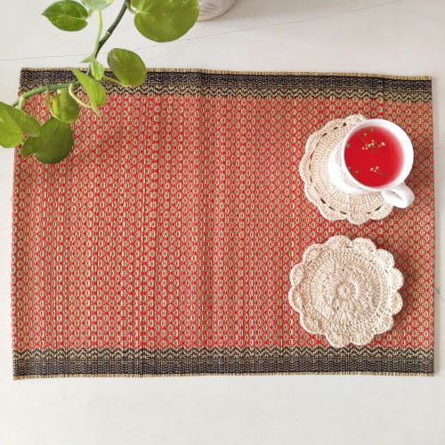 Madur Red Honey Comb Table Mat (Set of 6)