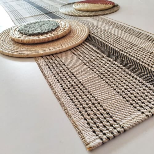 Madur Black Twill Centre Stripe Runner Madur Black Twill Centre Stripe Runner