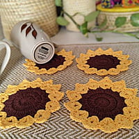 Crochet Sunflower Coaster