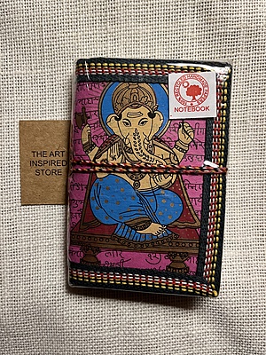 Kaagaz Handcrafted Pocket Notebook | 'Ganesh' Print | Pink