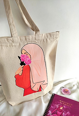 Hijabi With Flowers Canvas Tote Bag