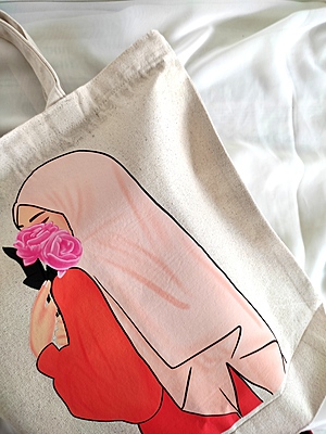 Hijabi With Flowers Canvas Tote Bag