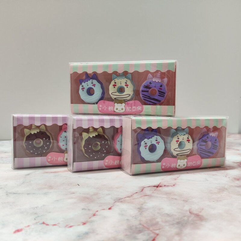 3 Pc Donut Eraser