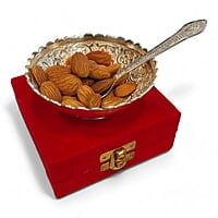 German Silver Bowl With Spoon 4 Inch