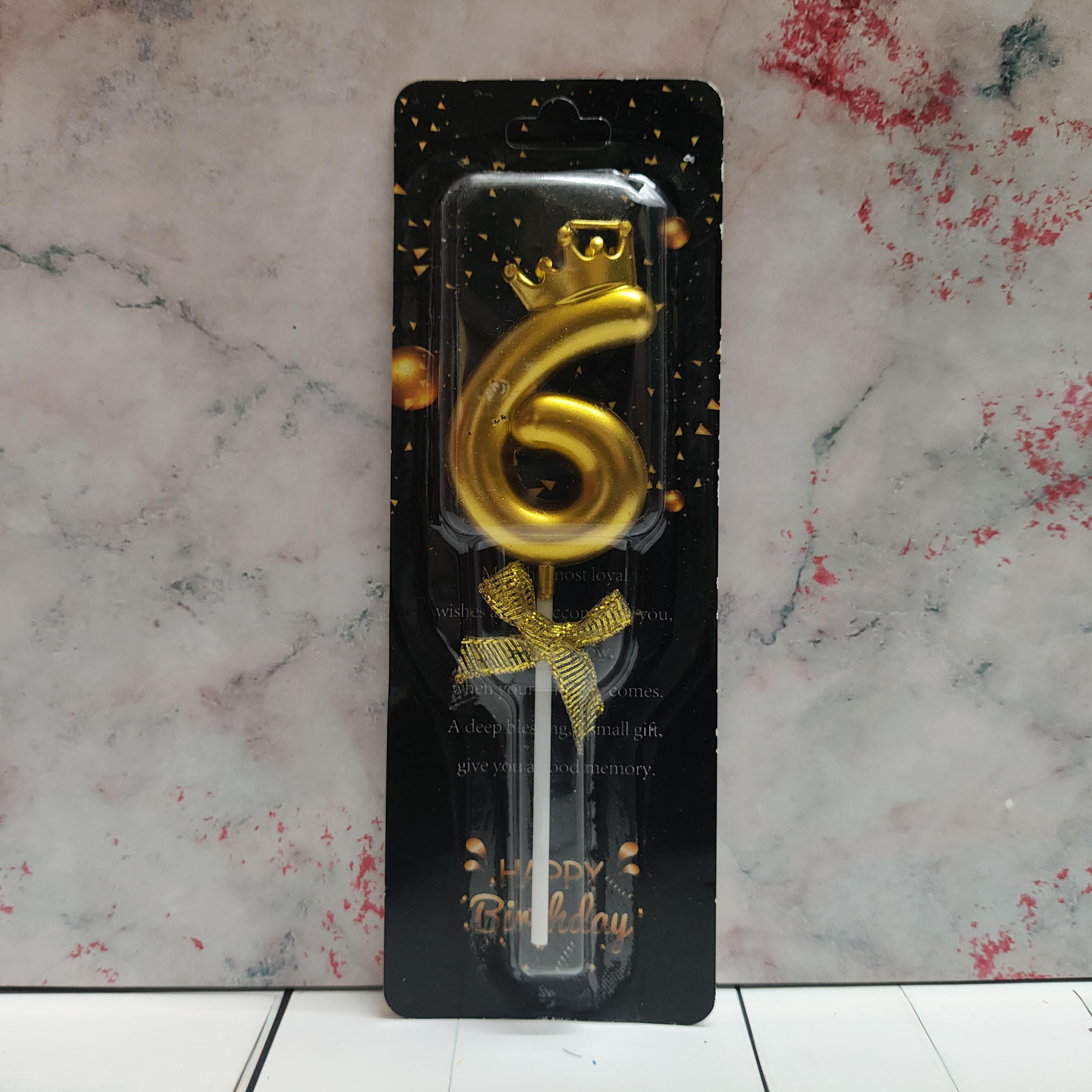 Number 6 Crown Party Candle