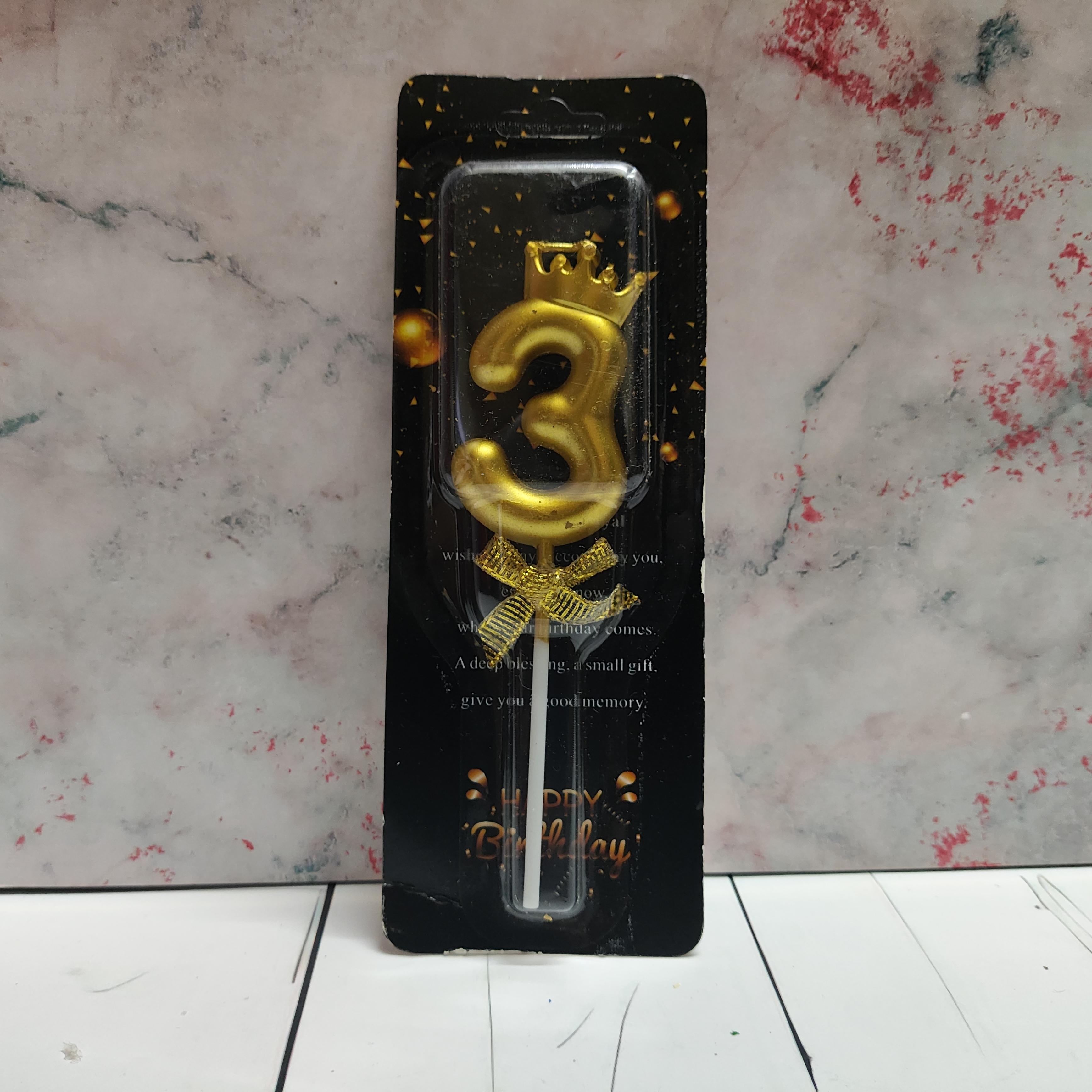 Number 3 Crown Party Candle