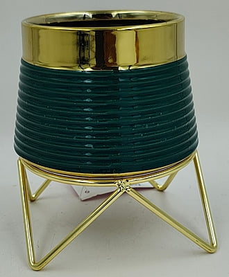 Pot With Stand Green White