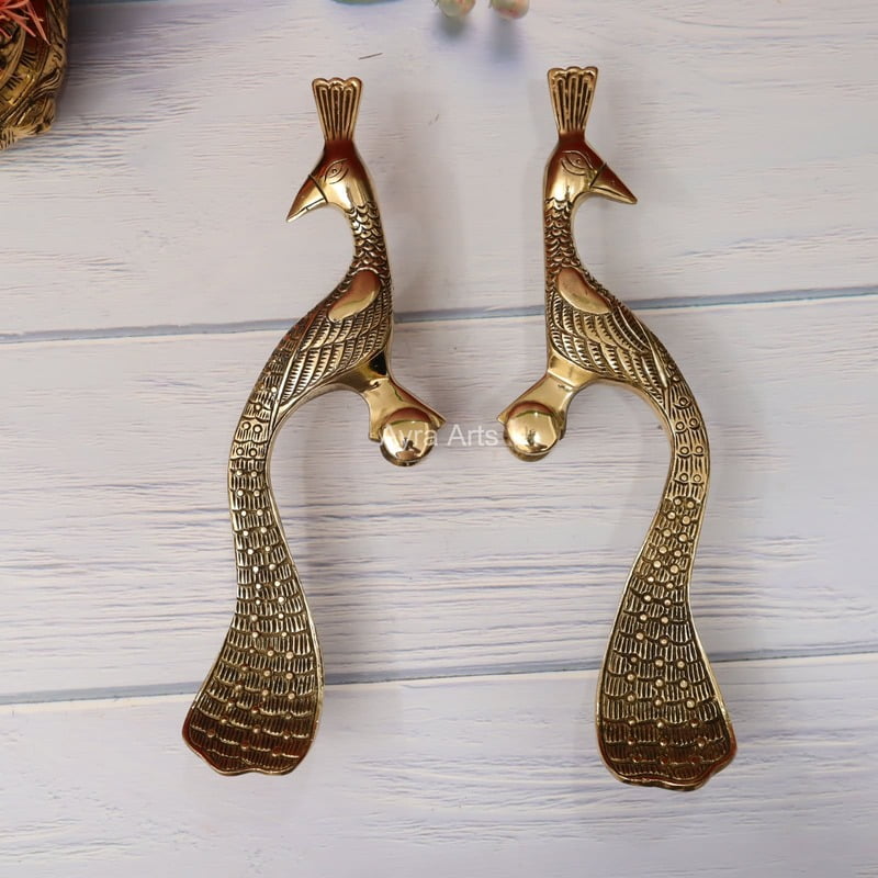 Peacock Door Handle Set - 13.2 Inch Height