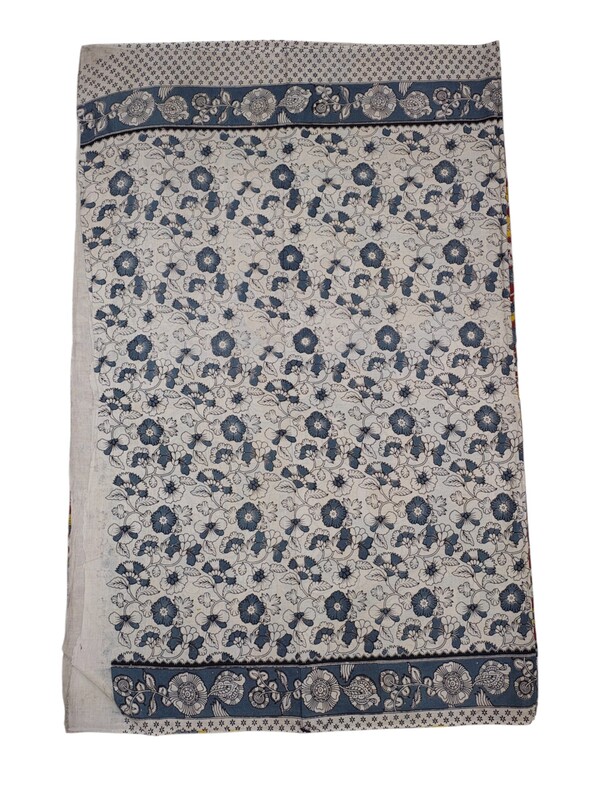 Mustard & Red Kalamkari Cotton Saree with Printed Blouse