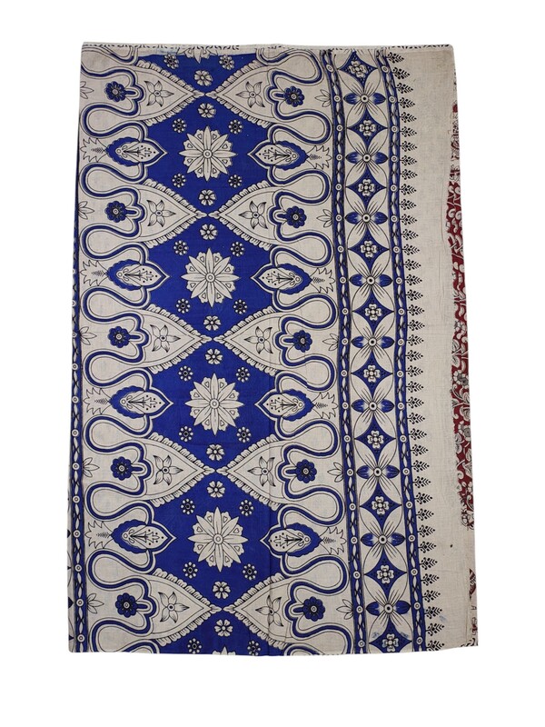 Maroon Kalamkari Cotton Saree with Unstitched Blouse