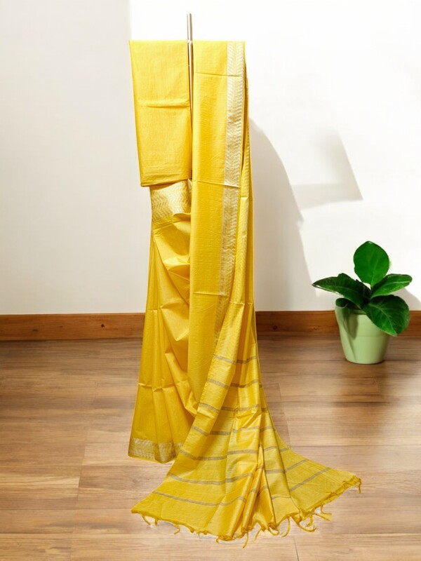 Yellow Woven Kota Silk Saree with Running Blouse