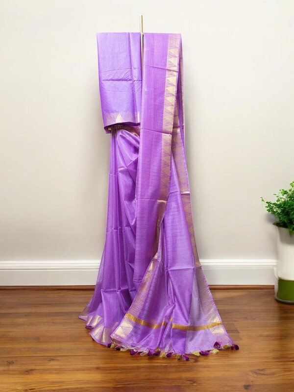 Lavender Plain Kota Silk Saree with Running Blouse