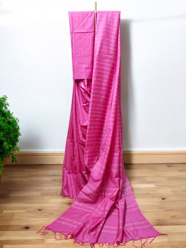 Pink Woven Kota Silk Saree with Running Blouse