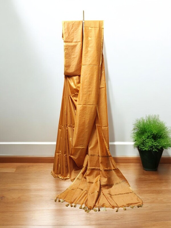 Mustard Gold Zari Woven Kota Silk Saree with Running Blouse