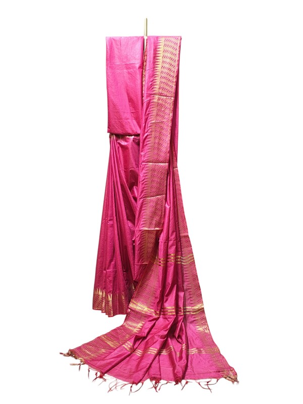 Pink Zari Kota Silk Saree with Running Blouse
