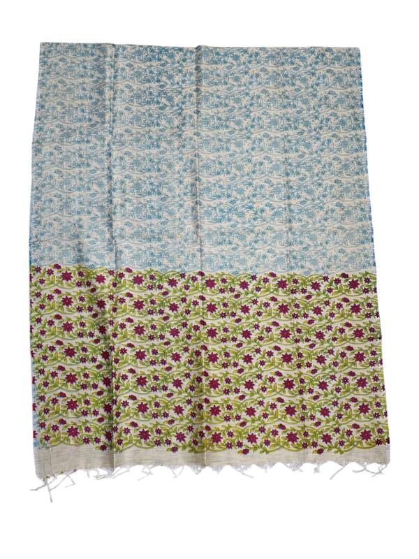 Maroon & Teal Unstitched Kalamkari Print Cotton Salwar Suit Dress Material with Dupatta