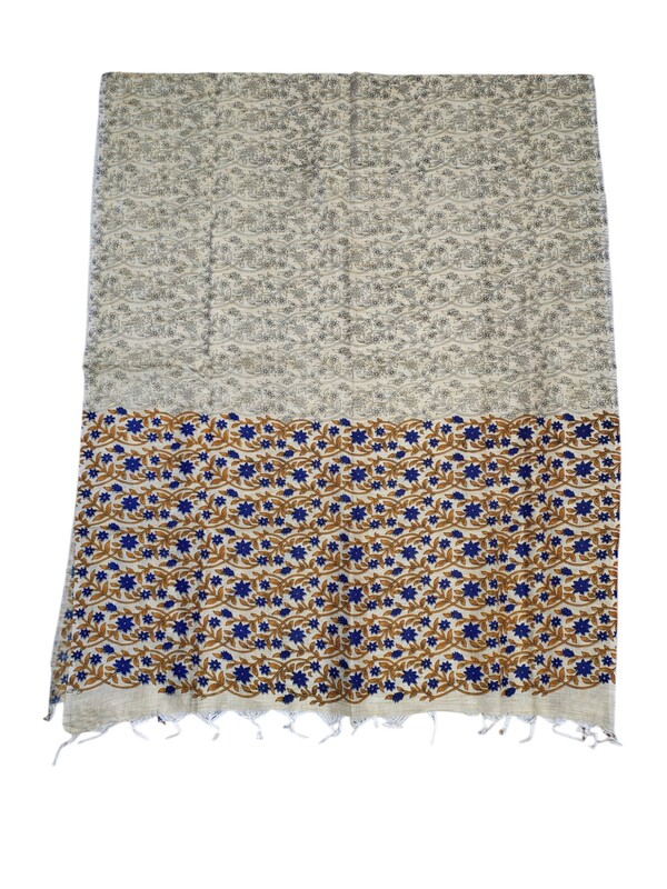 Indigo & Mustard Unstitched Batik Print Cotton Salwar Suit Dress Material with Dupatta