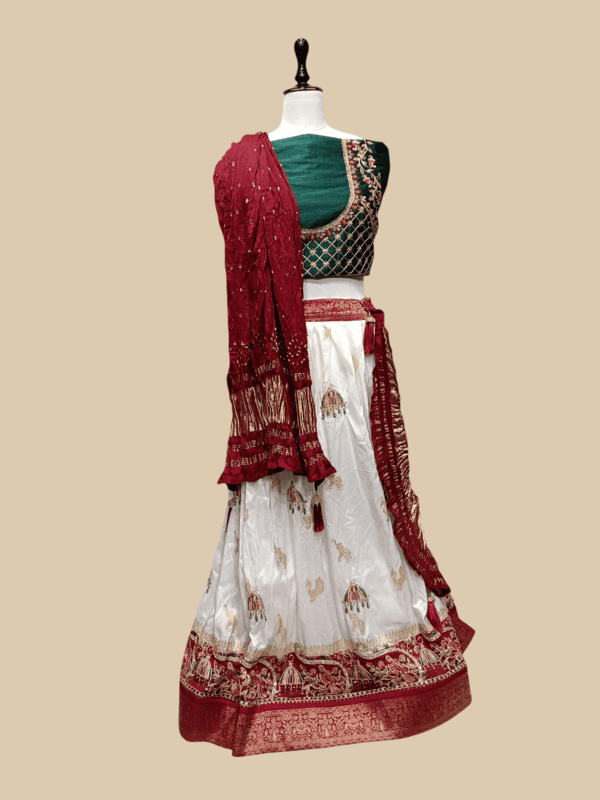 Elegant Bottle Green and Maroon Bridal Lehenga Choli