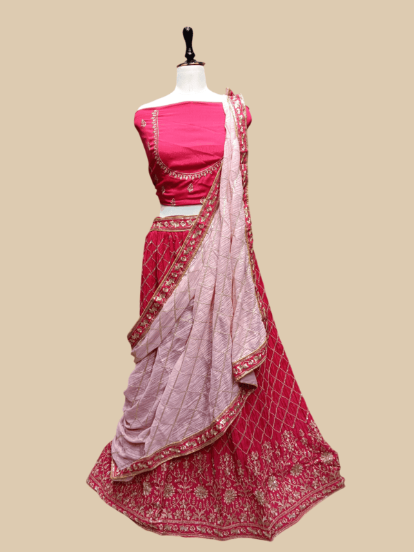 Pink & Light Pink Embroidered Bridal Lehenga Choli Set D310