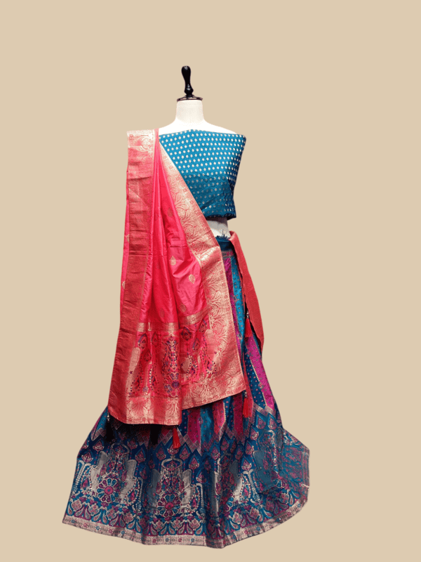 Royal Blue & Pink Traditional Embroidered Lehenga Choli Set