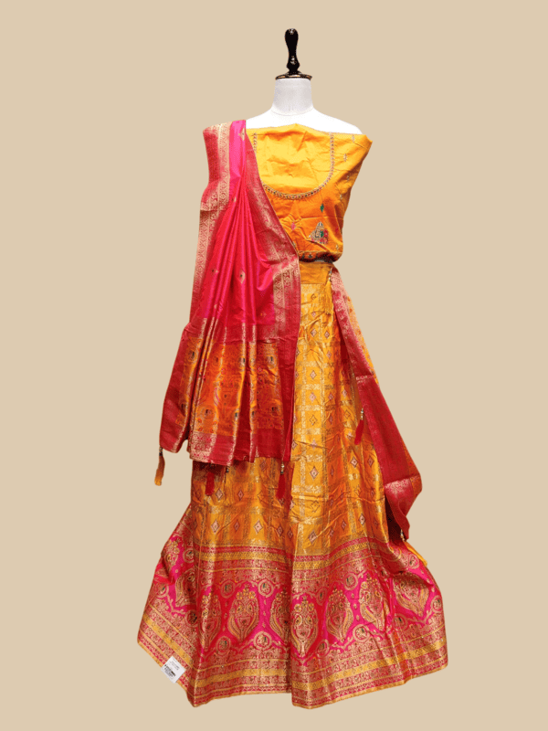 Yellow & Pink Traditional Embroidered Lehenga Choli Set MF