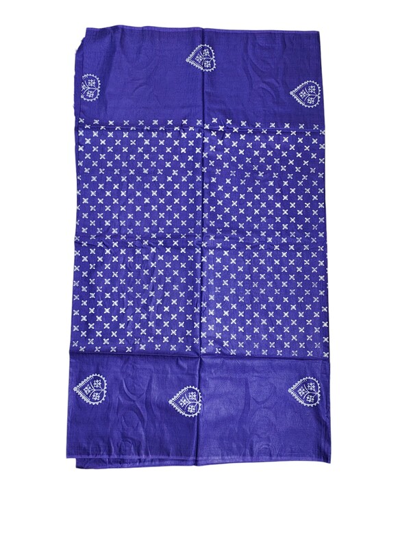 Pink & Indigo Unstitched Batik Print Silk Salwar Suit Dress Material with Dupatta