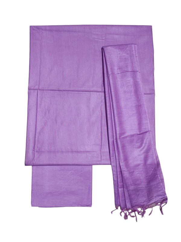 Purple Solid katan silk Unstitched Salwar Suit Fabric with Dupatta
