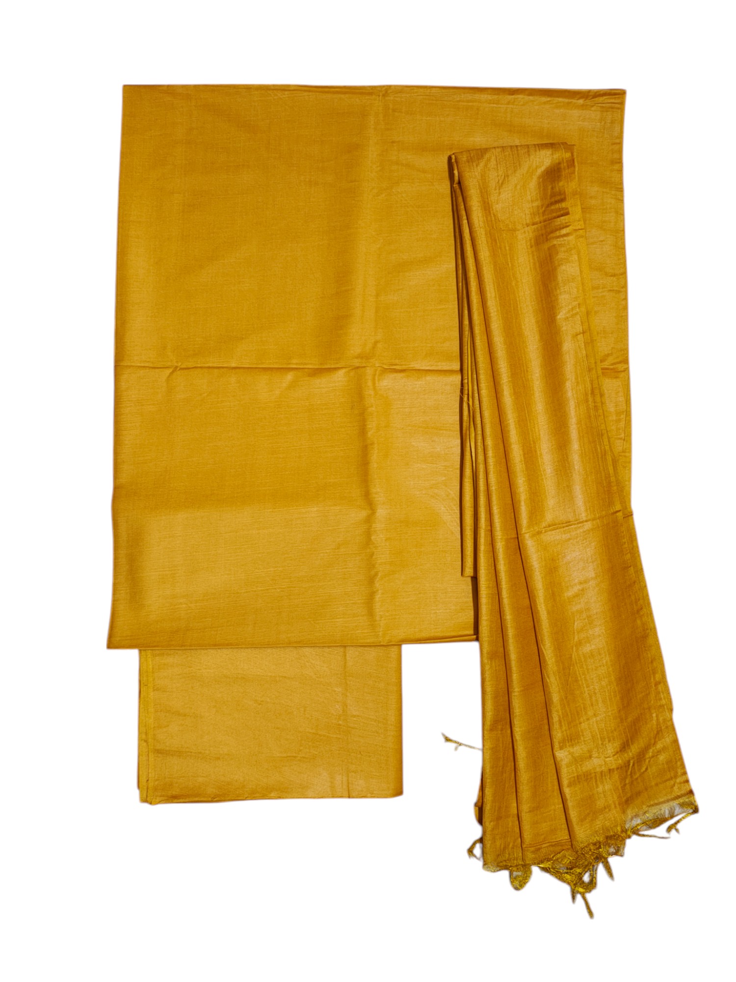 Mustard Unstitched Batik Print Cotton Salwar Suit Dress Material with Dupatta