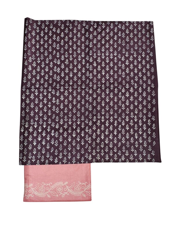 Green & Black Unstitched Block Print Silk Salwar Suit Dress Material with Dupatta