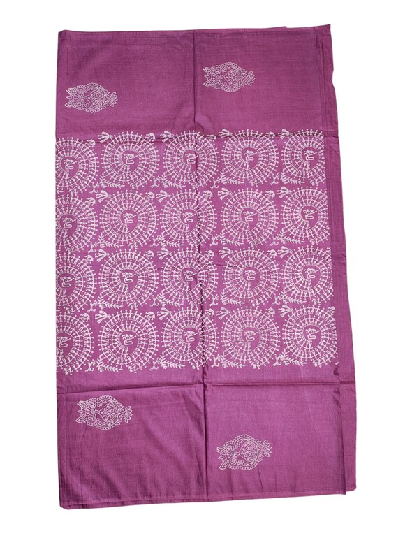 Magenta Unstitched Block Print Silk Salwar Suit Dress Material with Dupatta