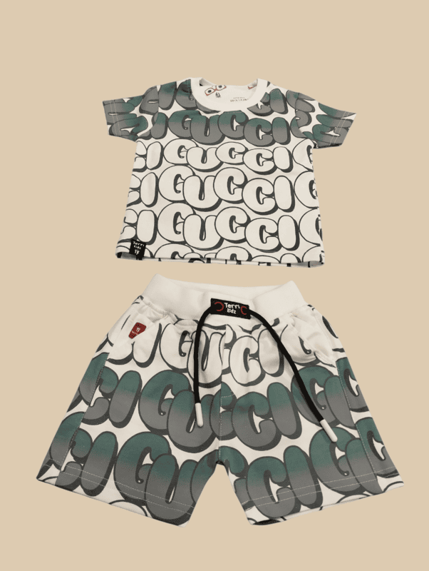 GUCCI-Inspired Print T-Shirt and Shorts D.13.7163 B.2814