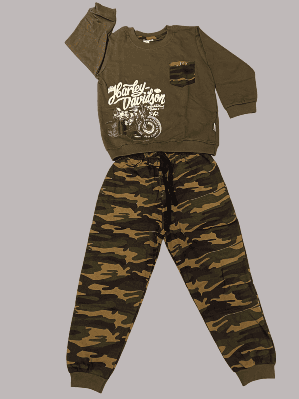 Kids Harley Davidson Printed Sweatshirt & Camouflage Jogger D.2.2014 B.2062
