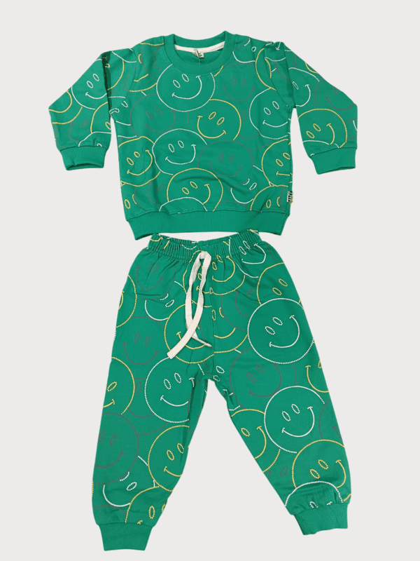 Kids "Smiley Print" Full Sleeves Sweatshirt and Jogger Pant D.7.2039 B.2091
