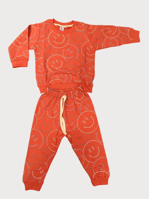 Kids "Smiley Print" Full Sleeves Sweatshirt and Jogger Pant D.7.2039 B.2091