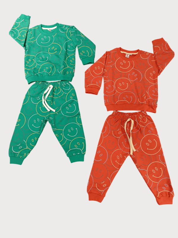 Kids "Smiley Print" Full Sleeves Sweatshirt and Jogger Pant D.7.2039 B.2091