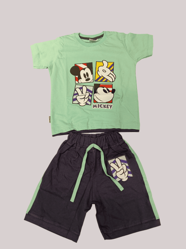 Kids "Mickey Cartoon" Printed T-Shirt and Shorts Set D.21.519 B.2173