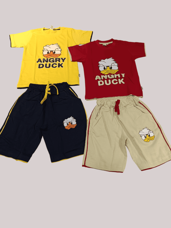 Kids "Angry Duck" Cartoon Print T-Shirt and Shorts pair D.28.515A B.2214
