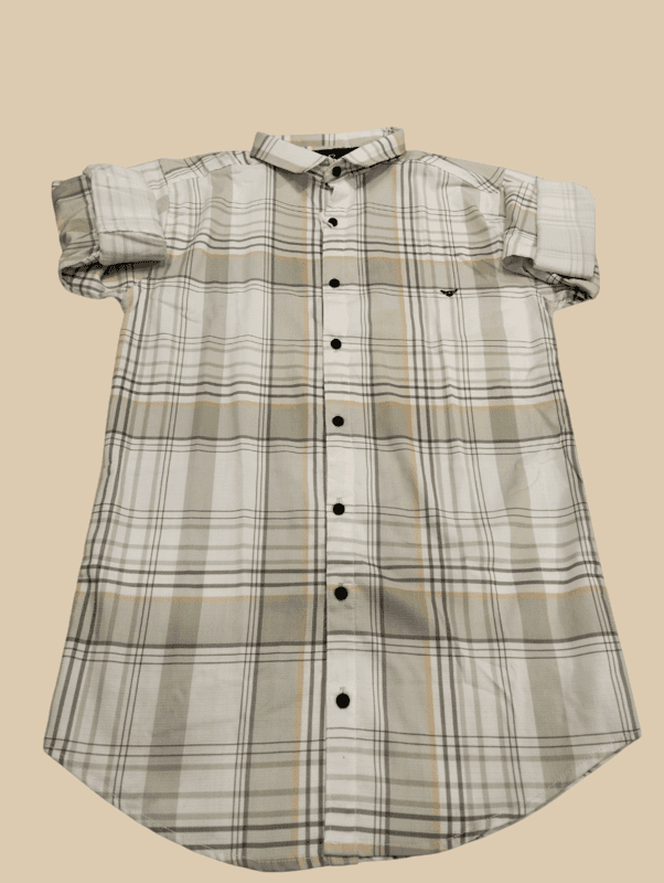 "Classic Plaid Boys' Short-Sleeve Button-Up Shirt D.7.13272 B.5429