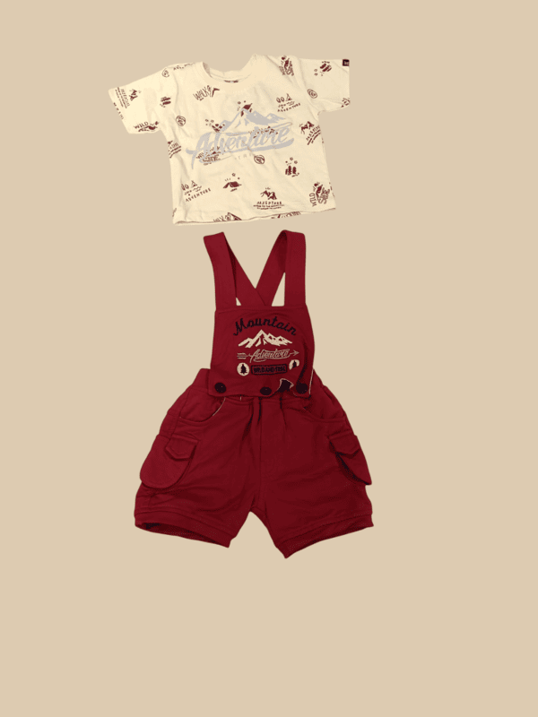 Kids' Adventure-Themed Overall Shorts Set D.40.1638 B.1451