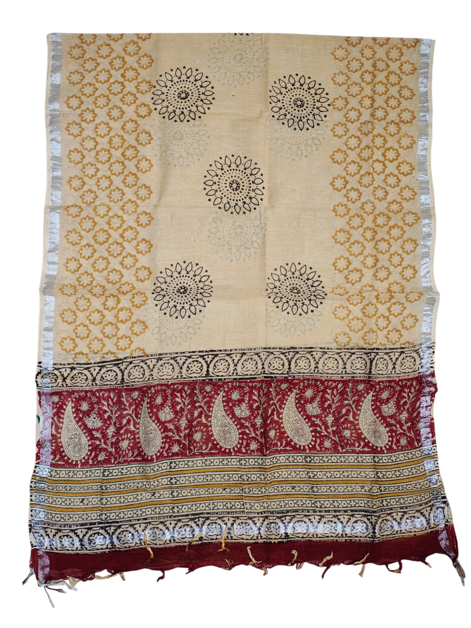 Dark Red Bagru Block Printed Pure Cotton Unstitched Suit Set