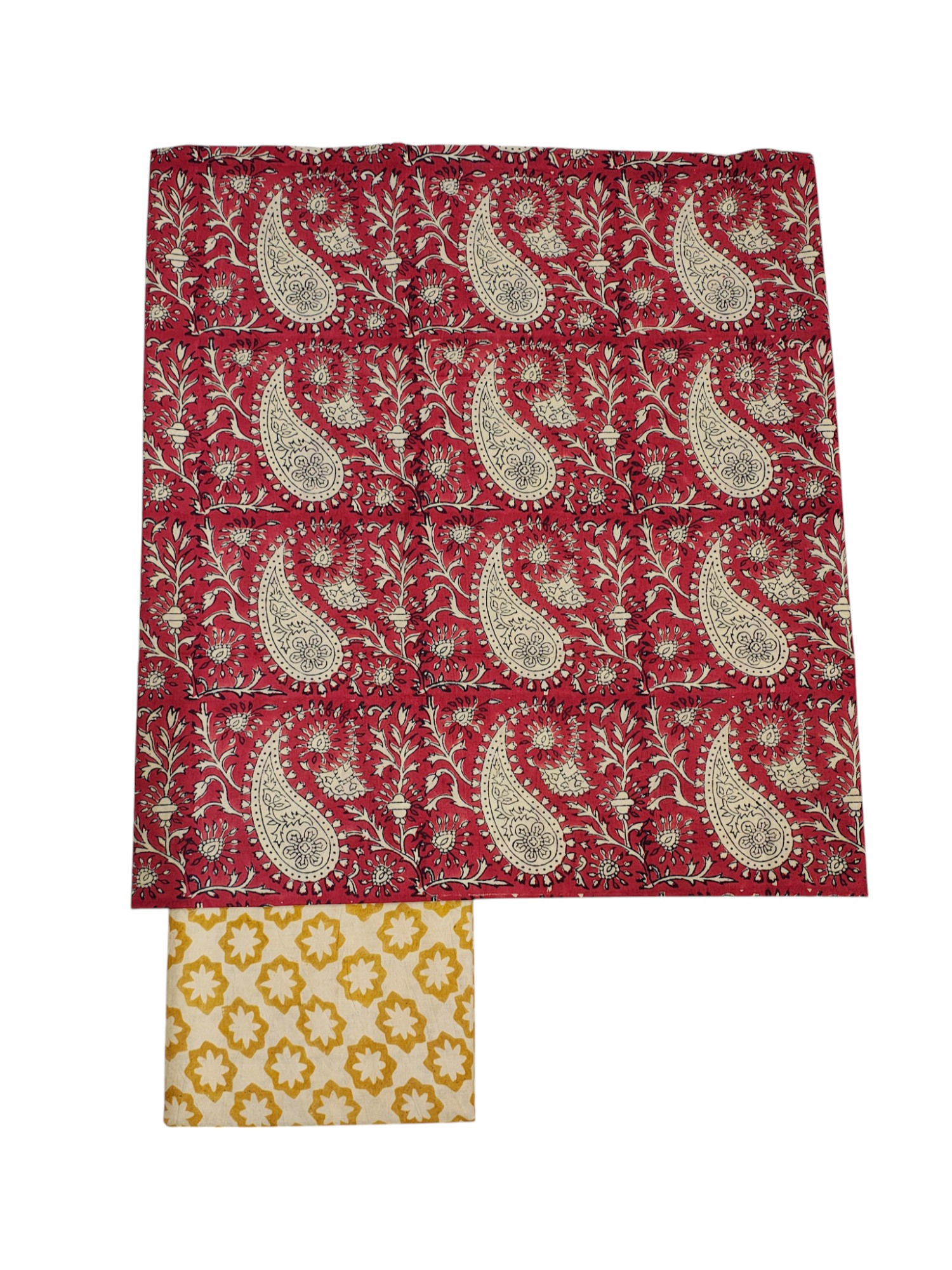 Dark Red Bagru Block Printed Pure Cotton Unstitched Suit Set