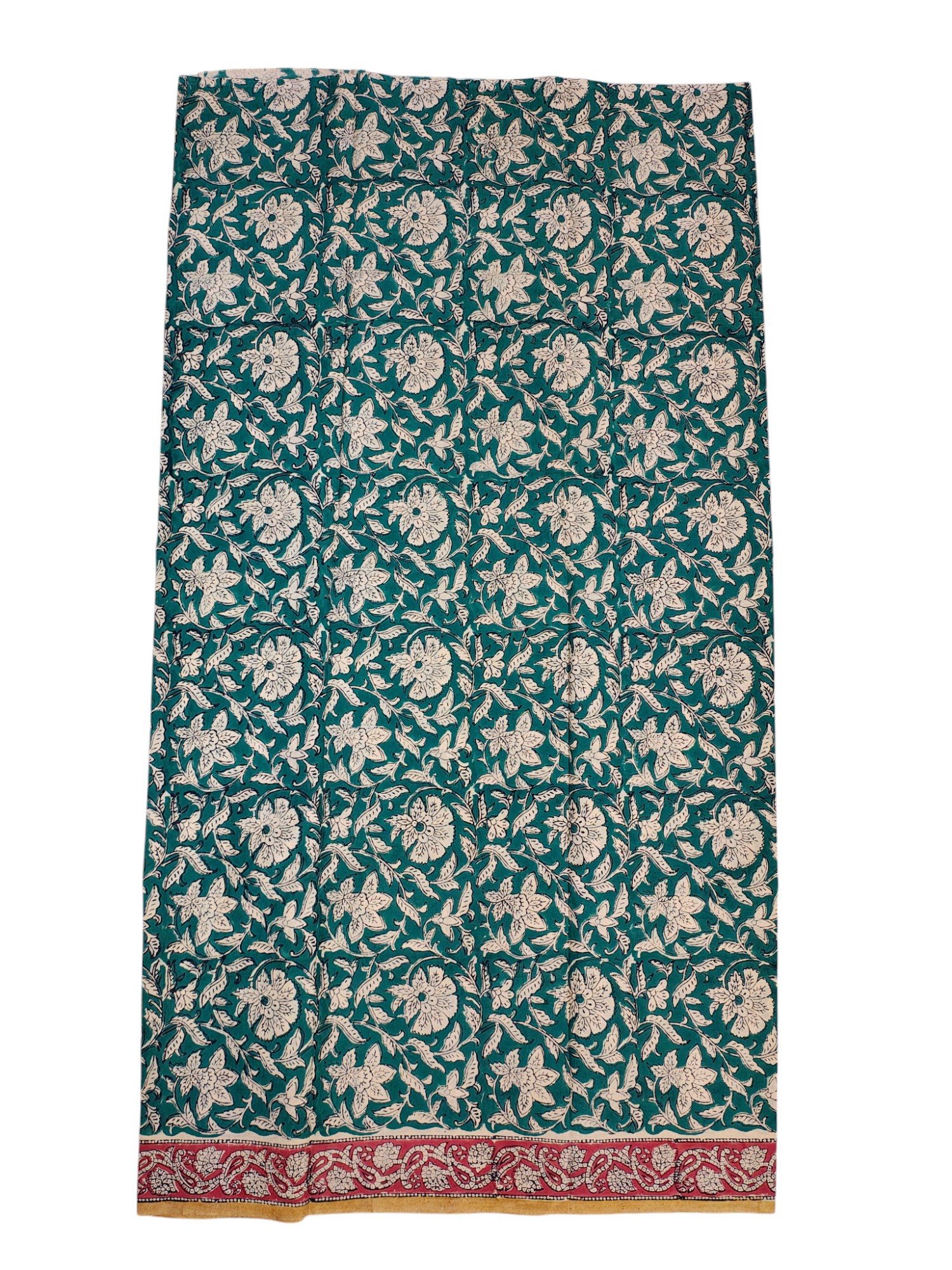 Green Bagru Block Printed Pure Cotton Unstitched Suit Set