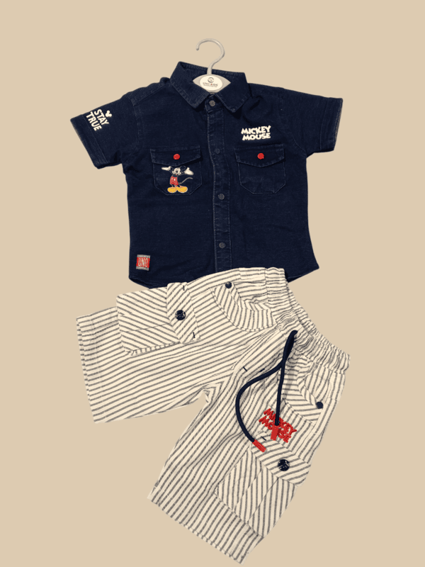 Mickey Mouse Kids Denim Shirt & Striped Shorts Set D.13.10138 B.2918