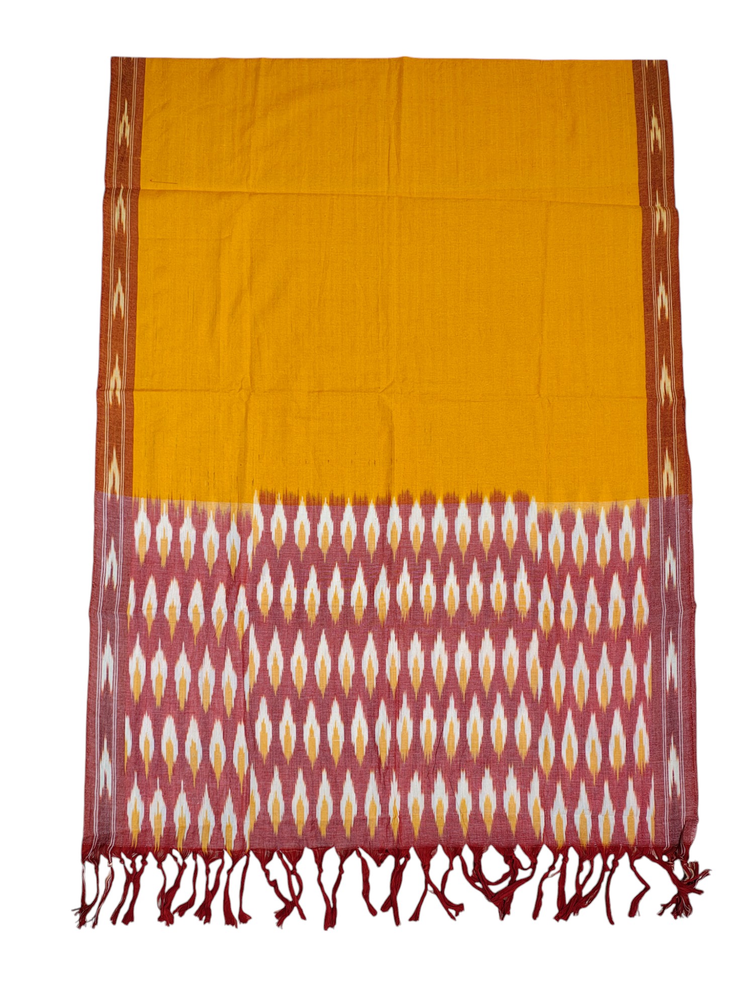 Red & Yellow Pochampally Ikkat Cotton Dress Material