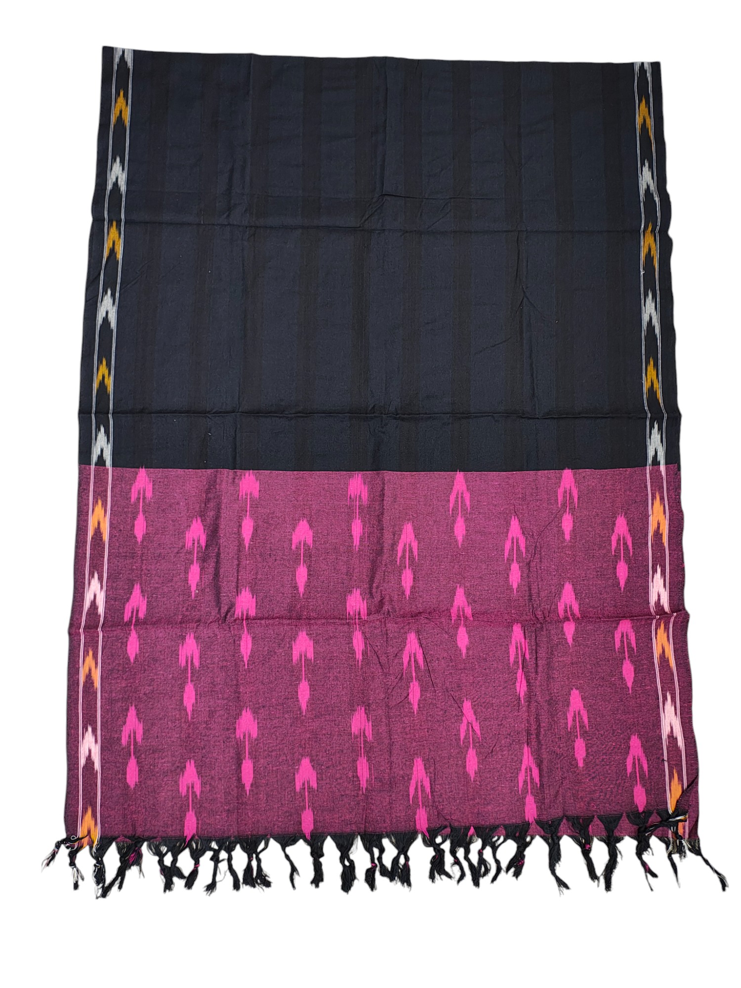 Dark Pink Pochampally Ikat Cotton Unstitched Salwar Suit Set with Dupatta