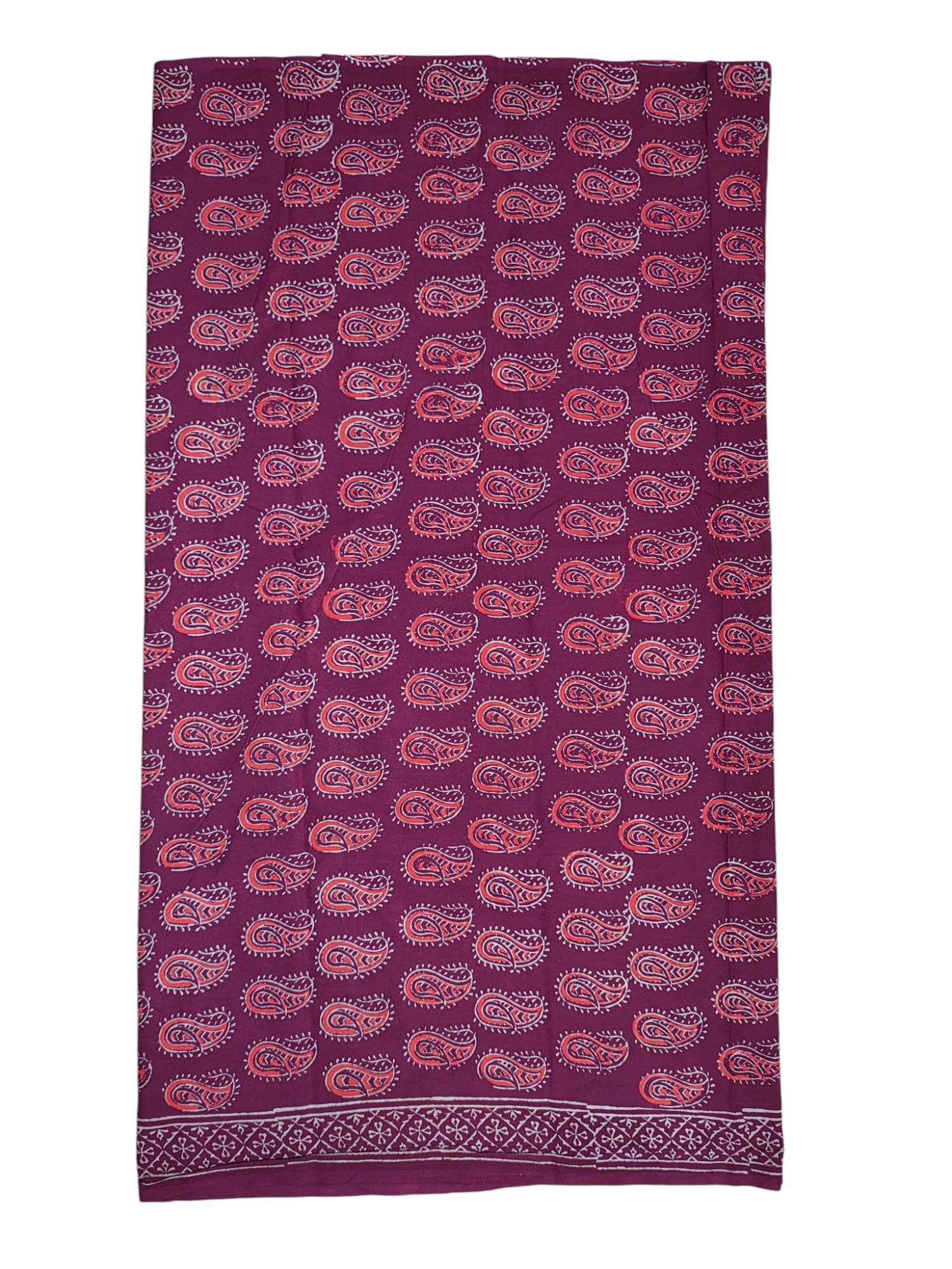 Wine Ajrakh Print Pure Cotton Unstitched Suit Set with Linen Dupatta for Women