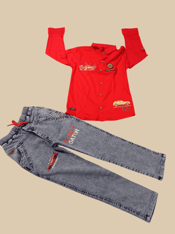 Boys’ Racing Style Shirt & Jeans Set D.3/6 B.3799