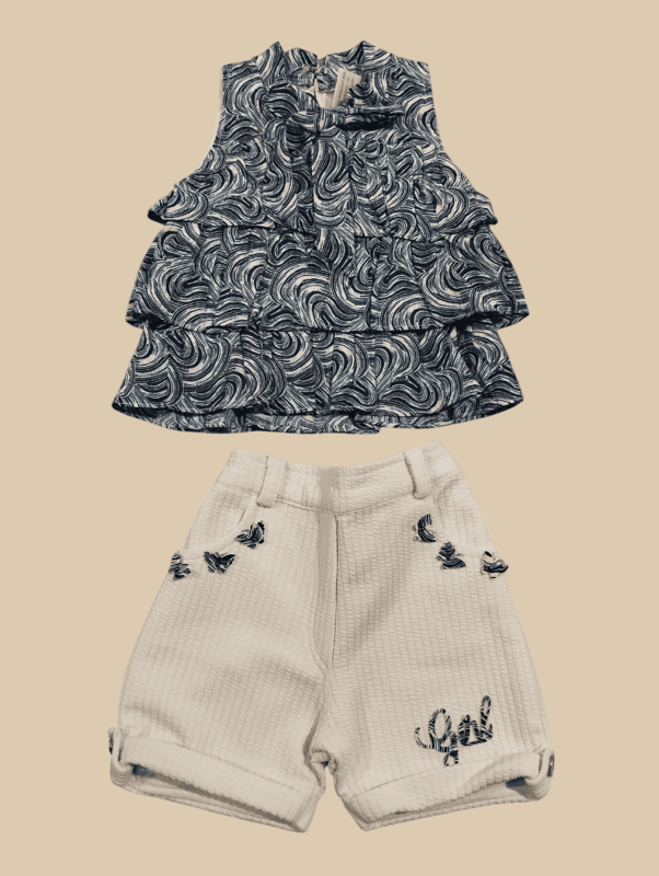 Polka Dot Top with Layered Black Skirt D.12.2229 B.1833