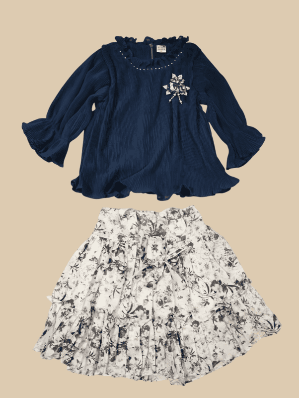 Elegant Partywear Girls' Top & Skirt Set  D.8.1113 B.3693