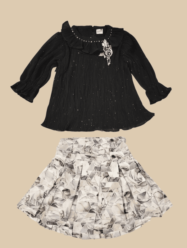 Elegant Partywear Girls' Top & Skirt Set  D.8.1113 B.3693